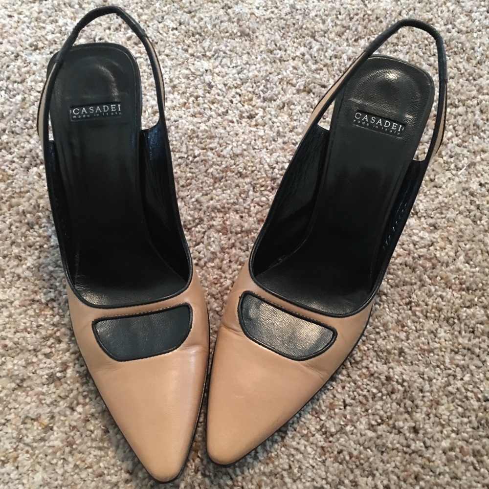 Casadei Designer Italian Pumps Camel and Black 7